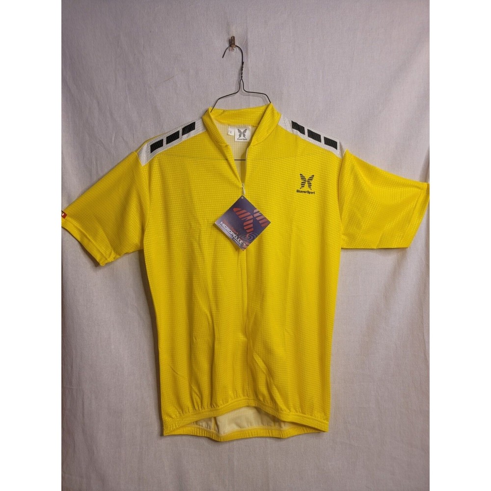 Shaver Sport Bicycle Cycling Jersey Bike Size L Yellow Pullover Mens